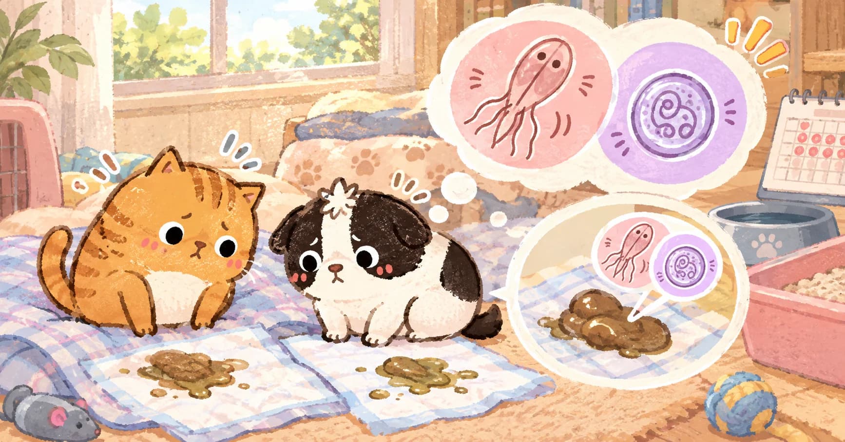 新領養的幼犬幼貓拉肚子拉了 2 週,可能是梨形鞭毛蟲或球蟲
