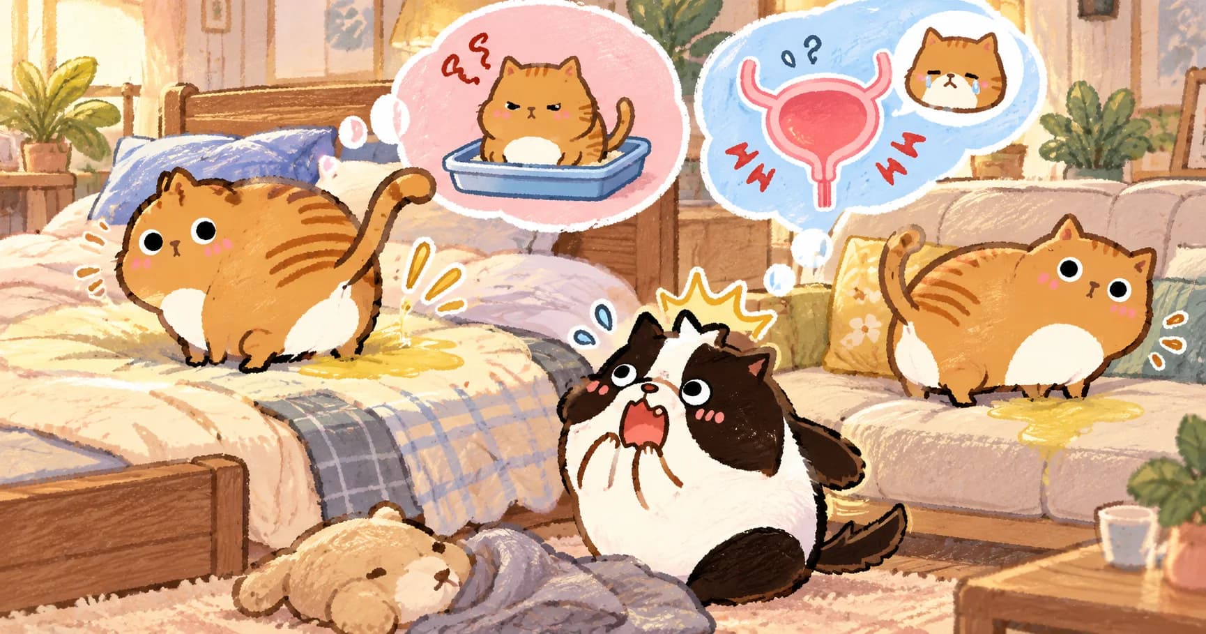 貓咪突然在床上、沙發上尿,是行為問題還是膀胱炎(FIC)?